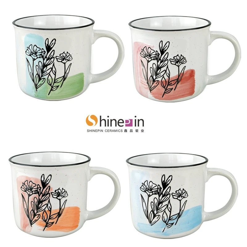 Factory Wholesale Animals Homeware Hand Painting Sublimation While Coffee Cups Tableware set Dinnerware Mugs