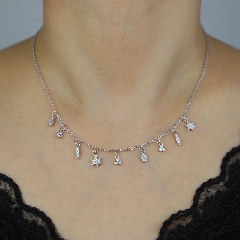 promotion  factory new arrive USA hot selling star tear drop cz drip charm choker statement necklace