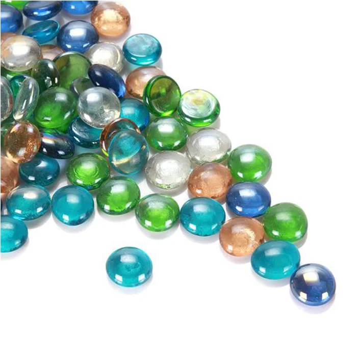 Vase Filler 17-19MM Mix Colors Flat Glass Beads Wholesale Flat Clear Marbles Pebbles