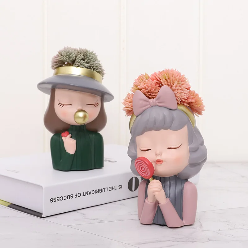 
European style garden decoration cute bubble girl resin fleshy flower pot creative home 
