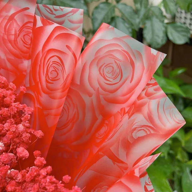 custom floral bouquets tissue roll paper packing transparent plastic waterproof flowers wrapping paper packaging
