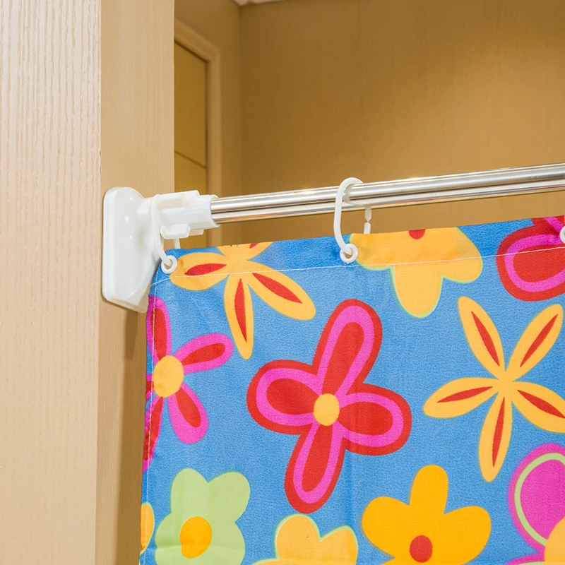 Wholesale Made in China Stainless Steel Square Head Telescopic Rod Shower Curtain Pole Extendable Curtain Rod