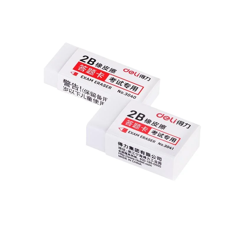 Deli 3040  Pencil Eraser  30/45Pcs Plastic2B for Examination White Color Rubber Home Study  Writing Mistake Draw High Quality