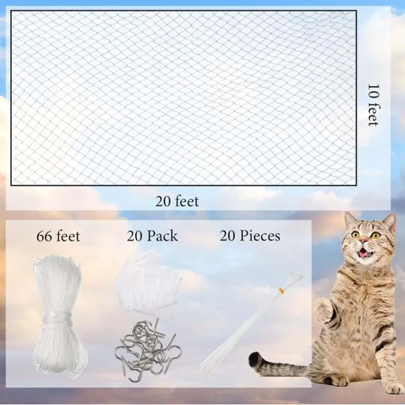 Cat Balcony Net Anti Fall Fence Plastic Nylon Steel Wire Grid Dog Pet Mesh Garden Netting for Window Stair Pets Guard Protection