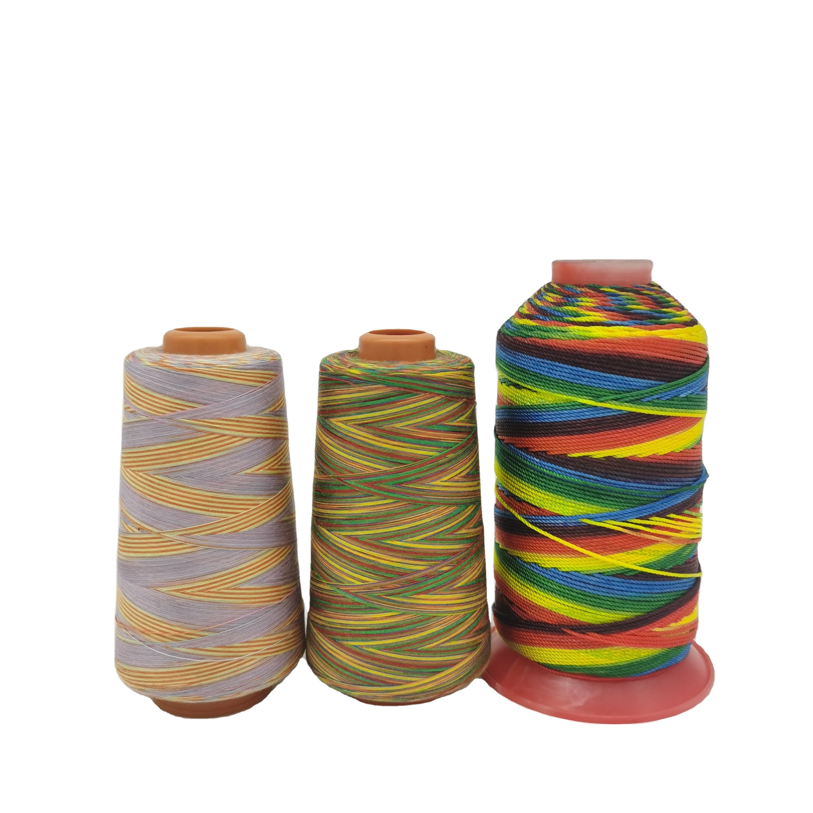 Tex 30 Tex 60 Tex 80 20/2 20/3 40/2 разноцветная полиэфирная хлопковая нить многоцветная Радужная оверлок нить домашняя швейная нить