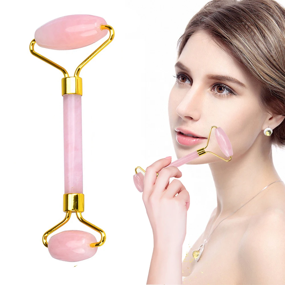 
Ready to ship noiseless facial massage roller Rose Quartz Jade Roller For Face with box price 