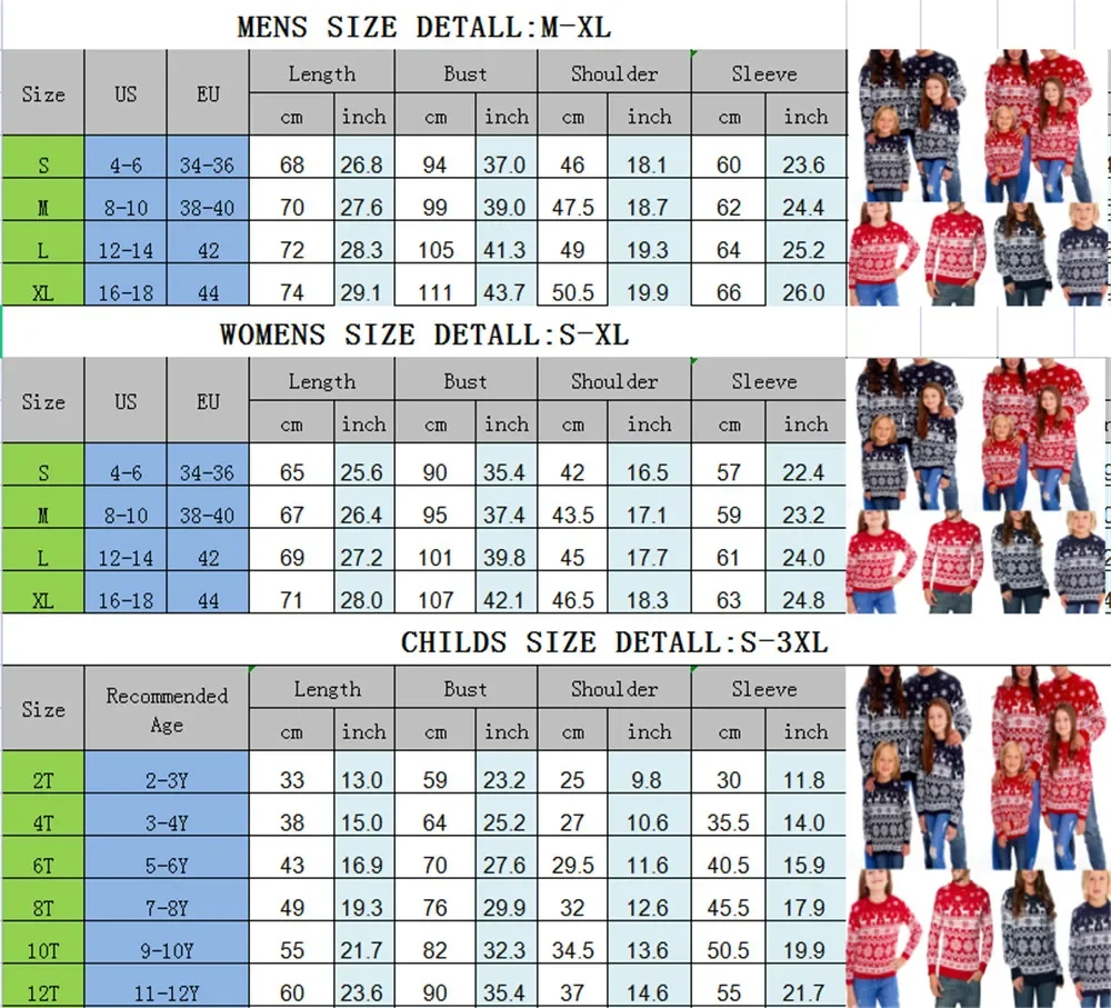 Cute deer print Family Mom and Daughter Clothes woolen Cotton Sweater top Christmas Matching Christmas Outfits parent-child