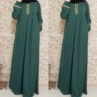 CMX240 Printed Muslim Long Casual Sleeve Dress Plus Size Abaya Jilbab Maxi Dress Muslim Dresses And Abaya