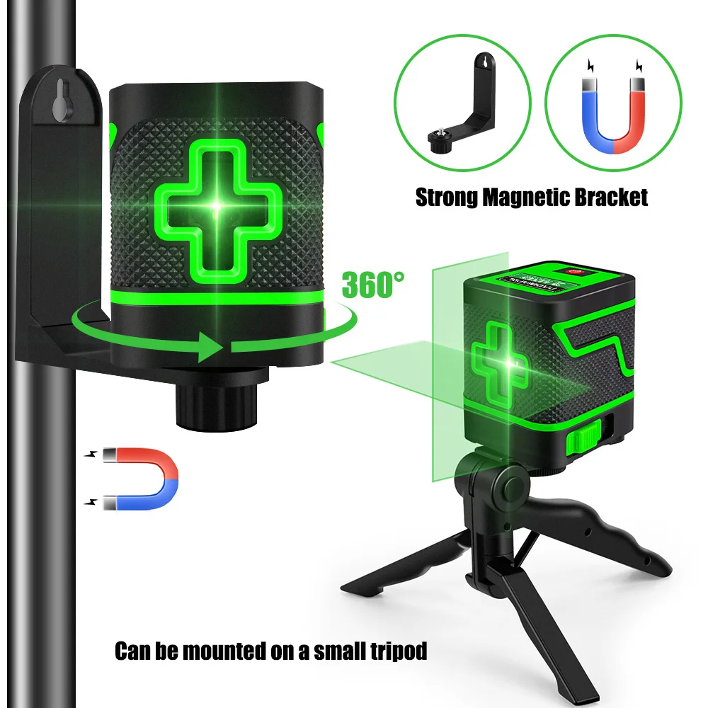 2 Lines Self Leveling 360 Mini Green/Red Laser Level Vertical & Horizontal Cross Line Laser Level