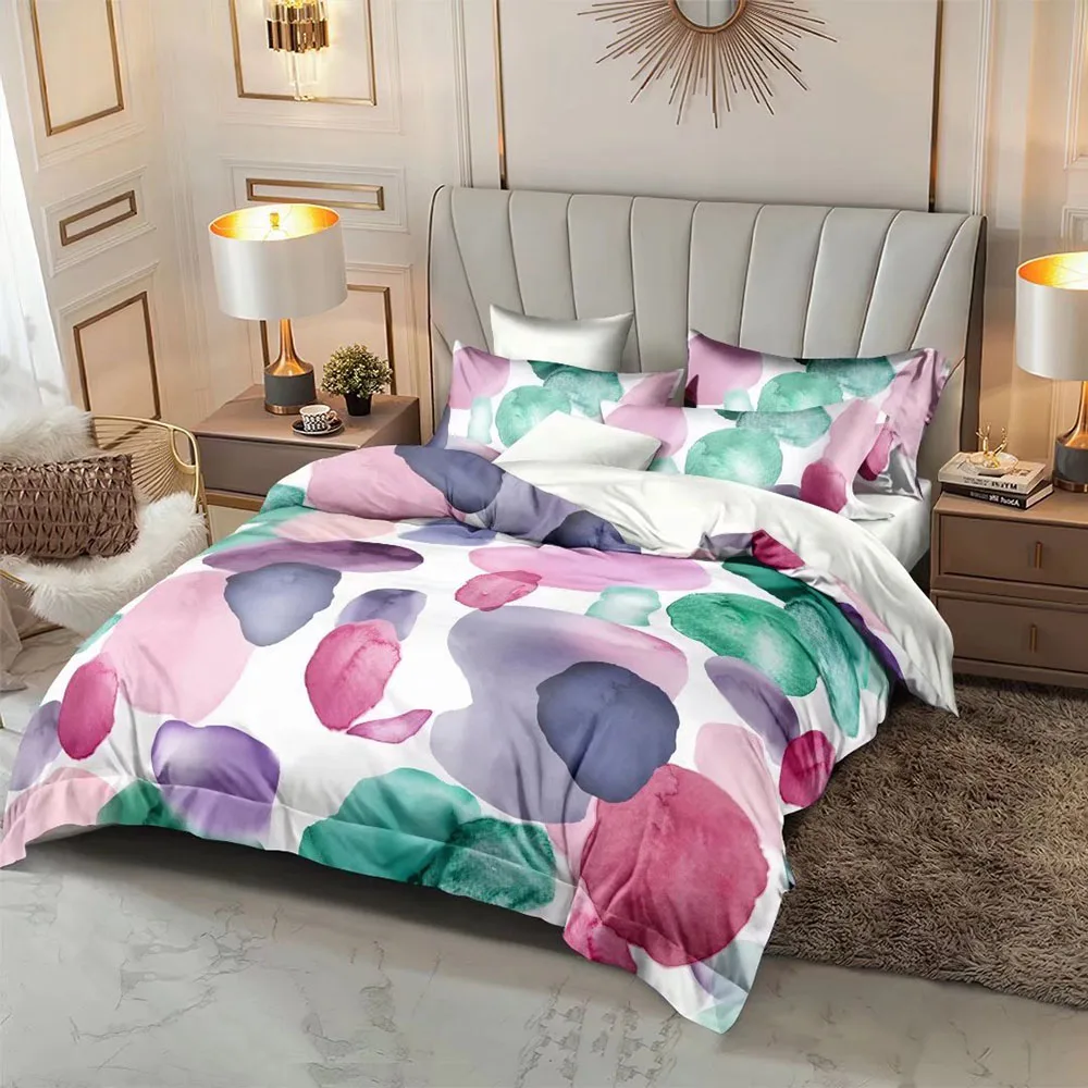 Microfiber Polyester Fabric Flower Sheet Set Home Textiles King Size Comforter Set Luxury Bed Bedding
