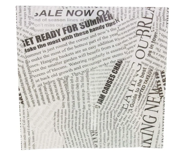 Hot Sales Newspaper Greaeproof Wrapping Hamburger Paper Wax Paper Food Wrapping Oily Food Sandwich Burger Wrap Paper