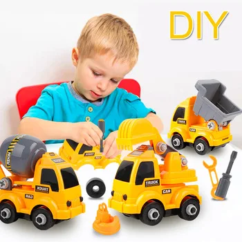 1-1 Детская Съемная сборка «сделай сам», инженерная машинка, игрушки