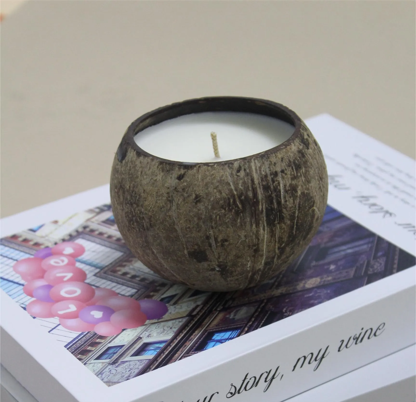 Handmade Eco-Friendly Coconut Shell Bowl Scented Candles Natural Soy Wax Oil Creative Gift Weddings Christmas Easter Diwali Bulk
