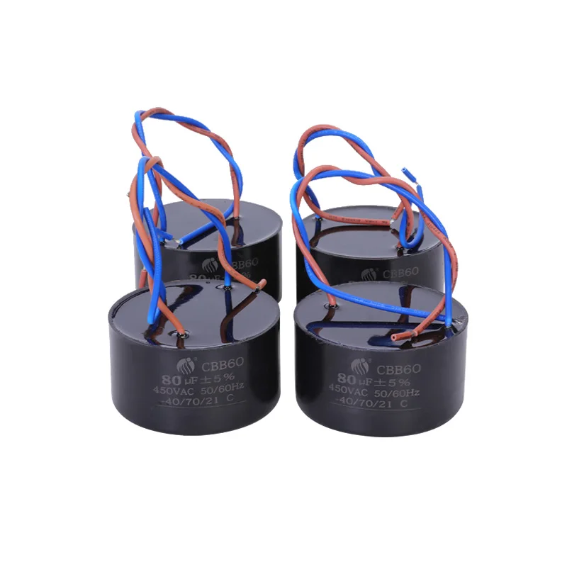 CBB60 Capacitor 450V 80UF Well Capacitor Submersible Pump Immersed Round Cake Type Capacitor Waterproof and Oil Proof