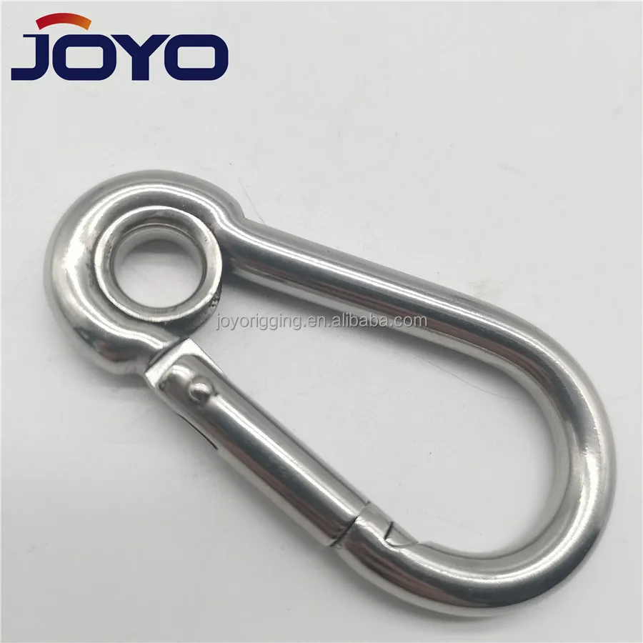 High Quality ss304 or ss316  Carabiner Din5299 stainless steel Spring Snap hook with eye...
