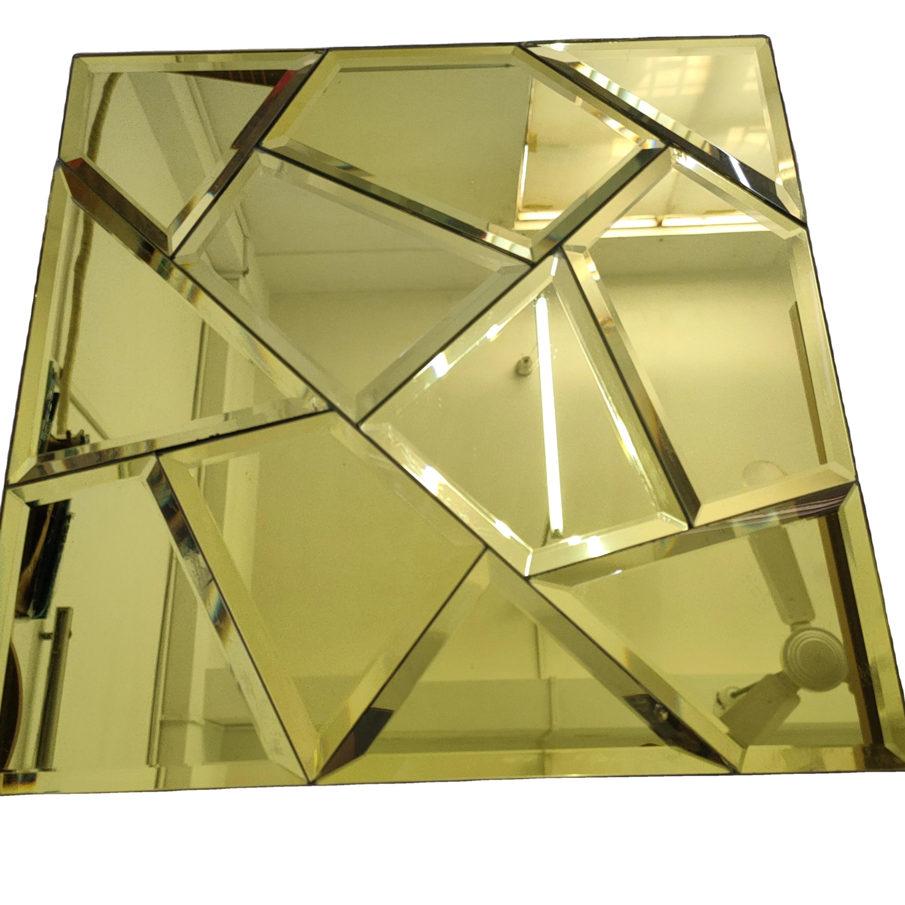 gold irregular beveled glass mirror tile