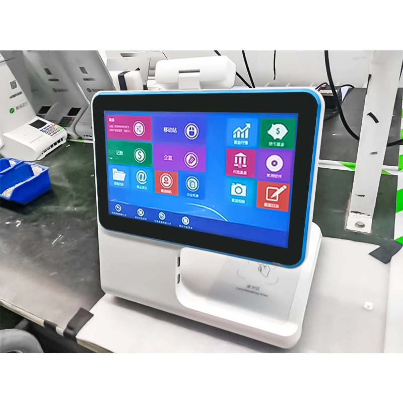 Face recognition visitor management system Reception touch screen android  attendance system with fingerprint ID card reader