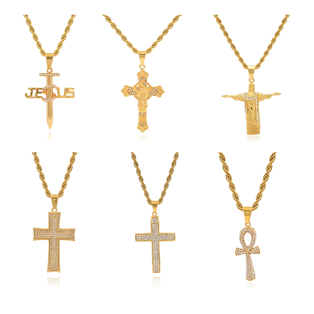 Hip Hop Iced Out Moisannite Silver Gold Plated San Judas Holy Maria Saint Benedict Cross Candy Bear Pendant Stainless Steel