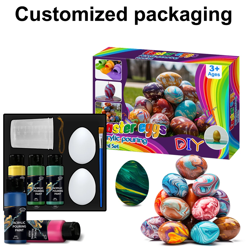 KHY DIY Easter Egg Fluid Acryl Paints Professional Non-toxic Pre Mixed For Pouring And Acrylic Pour Easter Egg Paint Set