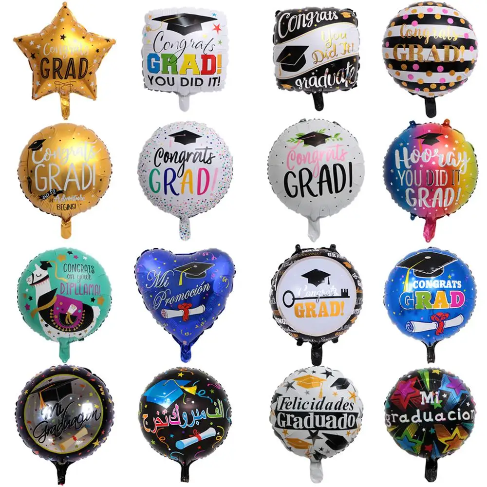 18 inch foil graduation globos star square round shape congrats grad helium balloon for Graduation party decoration supplies