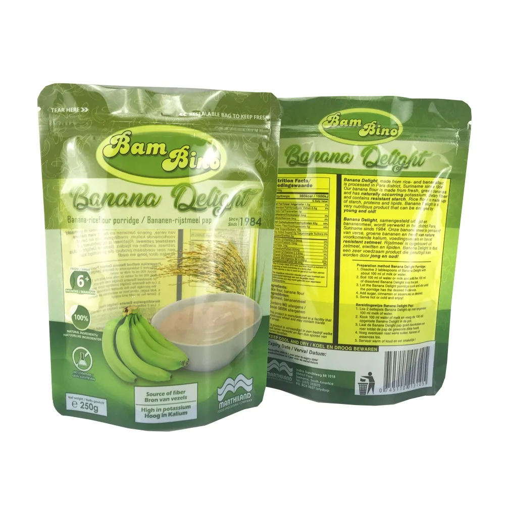 wholesale digital print 250g plastic rice grain baby food stand up pouch bag custom print with zipper