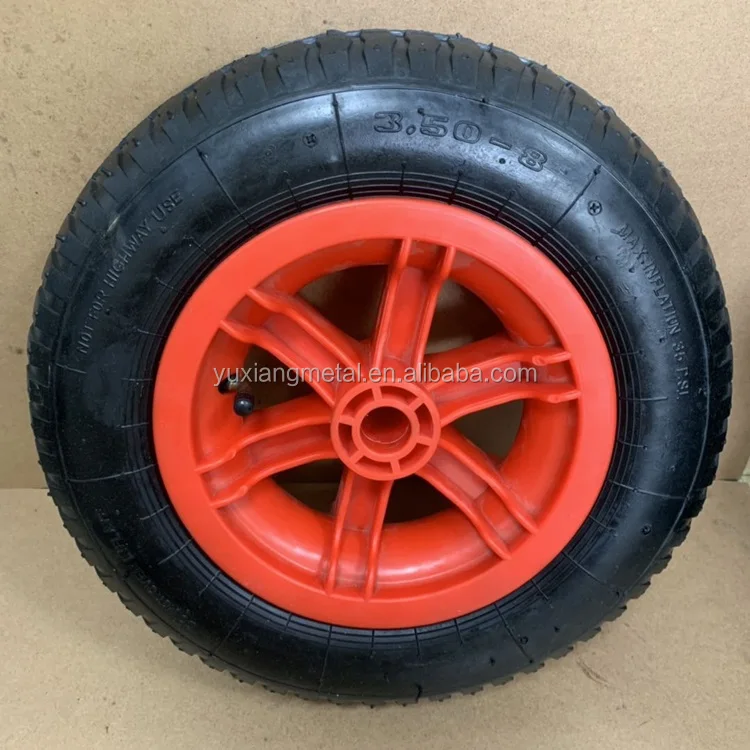 3.50-8 pneumatic wheel with plastic rim for wheelbarrow