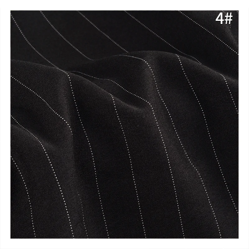 Viscose/polyester black and white stripe suiting fabric 190GSM core yarn Spandex stretch fabric for work clothes pants textile