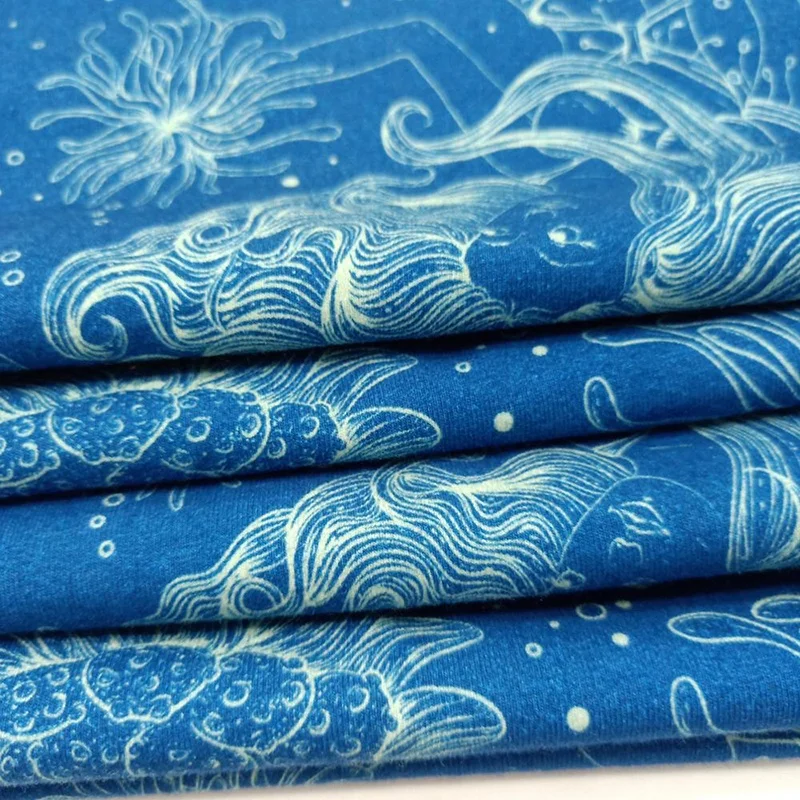 
design your textile fancy cartoon digital print soft and breathable baby wear cotton knit fabric with spandex 