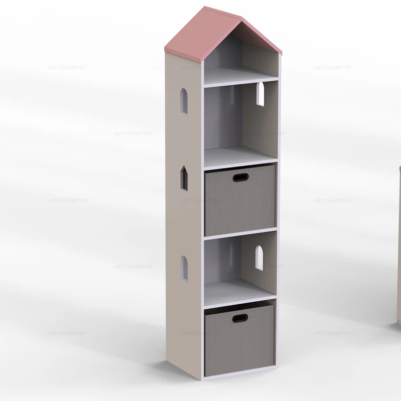 Pink Home Furniture 5 Organizer Kid Toy Storage Rack With Grey Basket