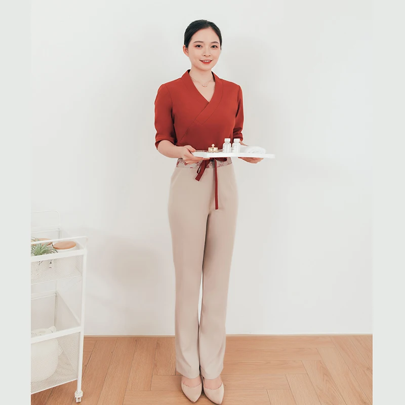 China Supplier salon and spa uniforms massage uniform hotel receptionist ready to ship