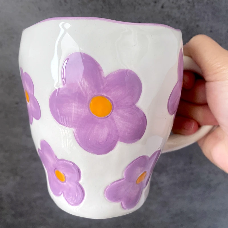 Personalized bulk orders milk tea flower cute mugs creative coffee custom ceramic mug
