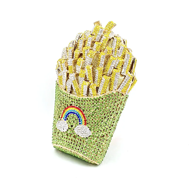
Rhinestones Purse Clutch Ba fashion women evening party hollow out purses fresh fries crystal bag classical wedding diamonds bag 