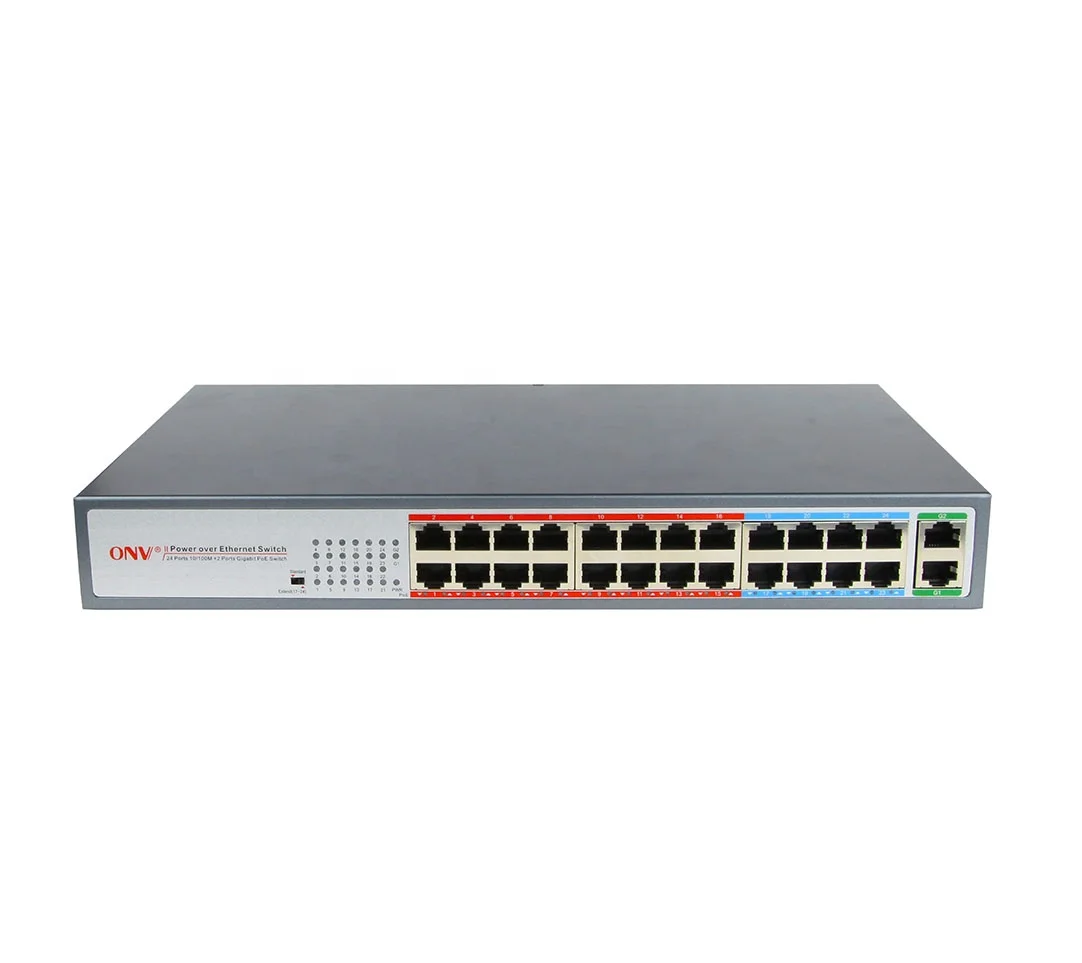  Товары для систем видеонаблюдения 24-канальный хаб ethernet коммутатор 48 В poe 24 порта с инжектором
