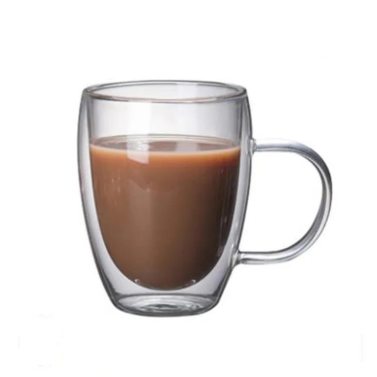 Factory Direct Eco-friendly Transparent Clear Double Wall Glass Cup Insulated Coffee Mug For Home