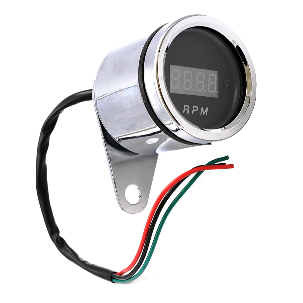Factory cheap price motorcycle round RPM electrochromism led digital display tachometer