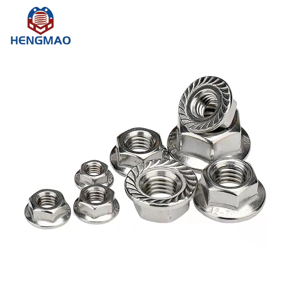 Factory Price A2 A4 Anti Rust DIN6923 M6 M8 M10 Serrated Flange Nuts hex flange nut