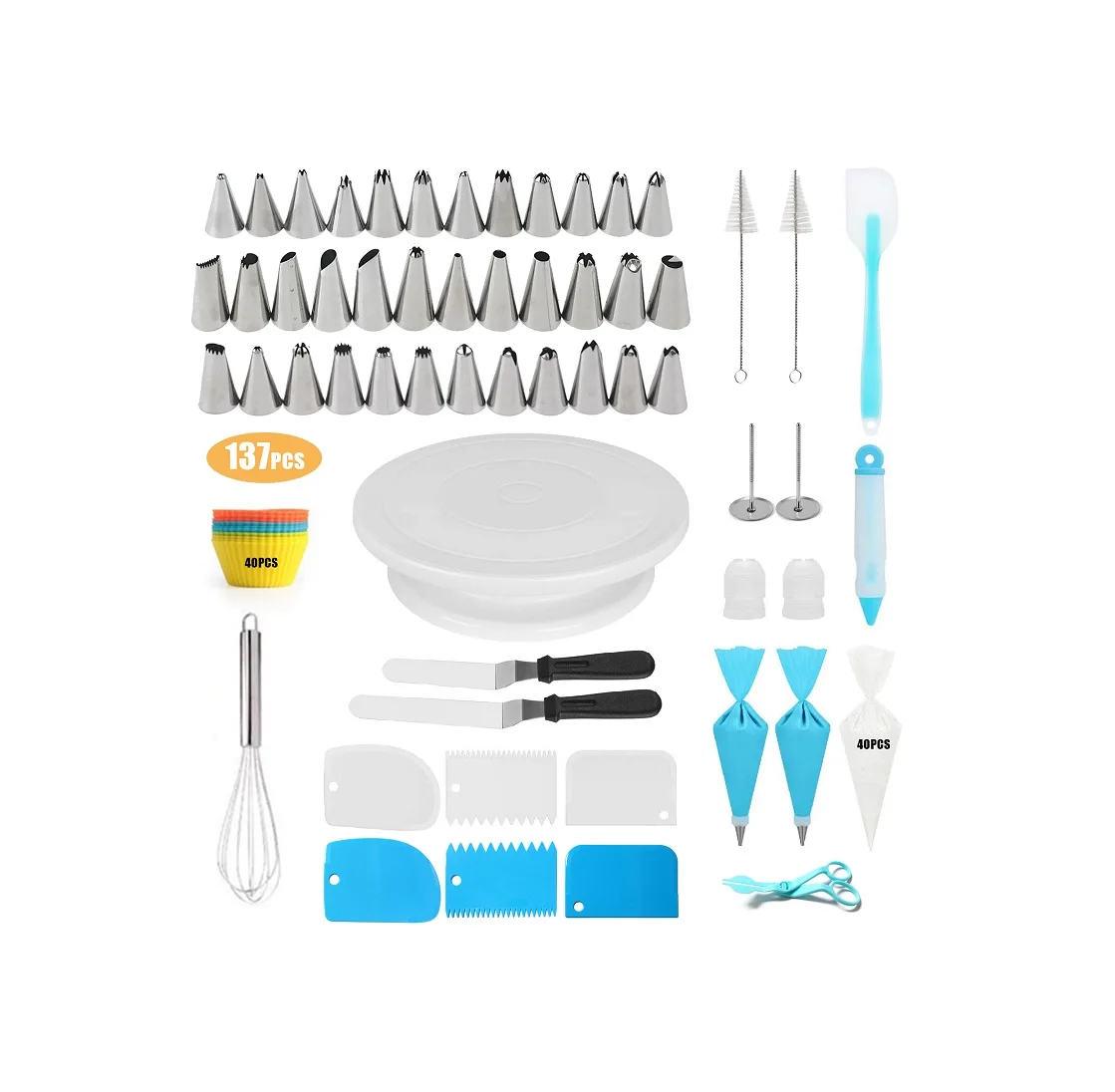 
Enjoymyself 137 Pcs Russian Cake Decorating Supplies Kit Baking Pastry Tools Baking Accessories 
