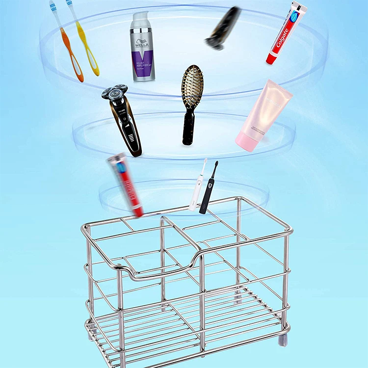 Bathroom Storage Rack Toothbrush Holder Stainless Steel Razor Shaver Holder Small Multifunctional Toothbrush Holder