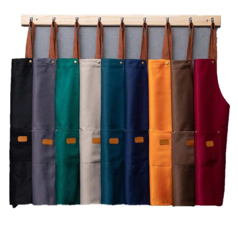 Custom Apron High Quality Pinafore Green Chef Apron Customized Restaurant Logo Waterproof Apron