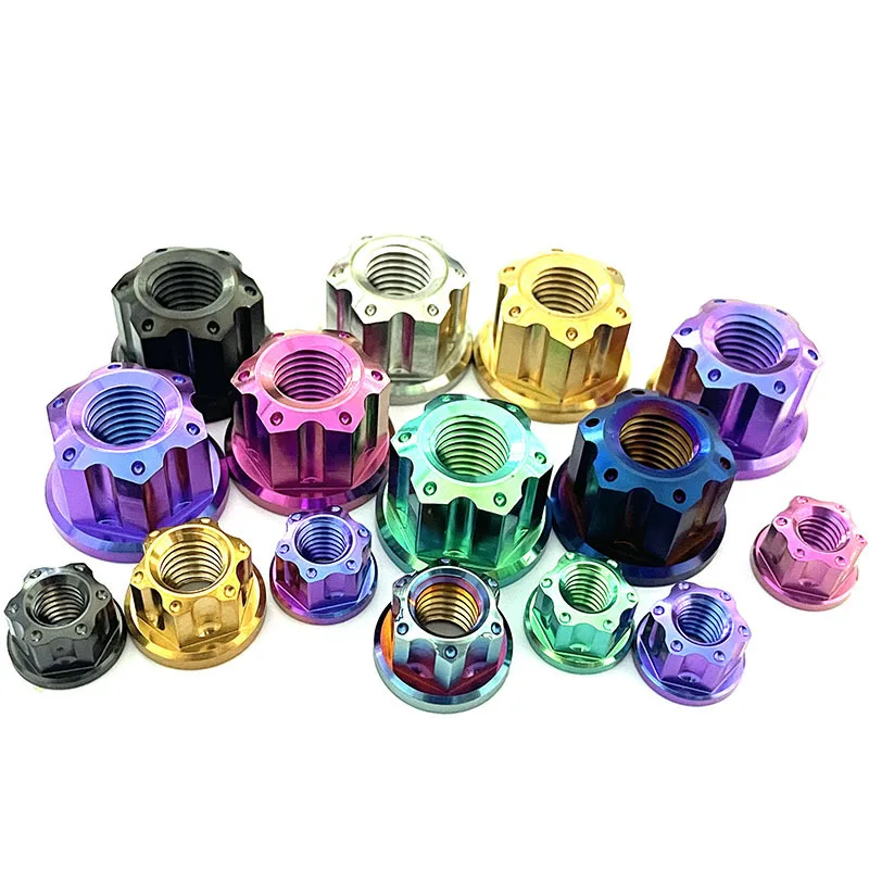M8 M10 M12 M14 M16 Gr5 Ti6Al4V Titanium Alloy Polished Rear Axle Spindle CNC Nut Titanium Nuts