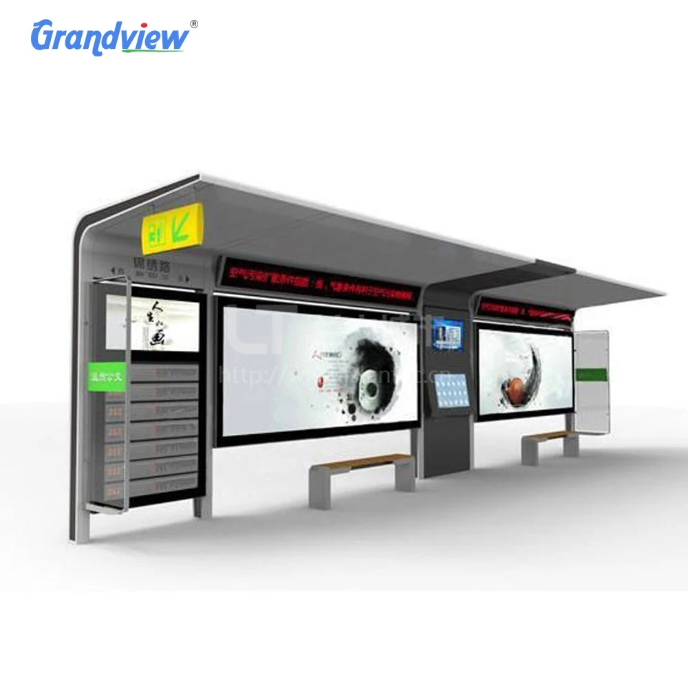 bus stop station smart solar bus shelter station bench