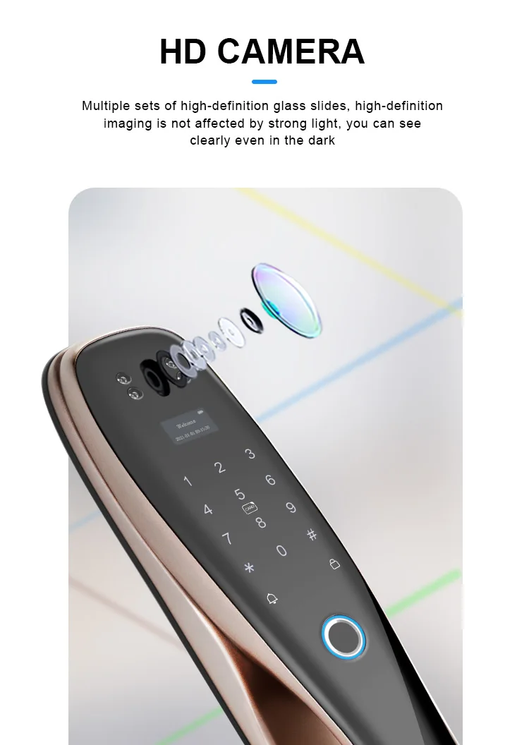 Safety Alarm Fully Automatic Doorbell Electronic cat eys monitoring smart Video door lock with camera outdoor