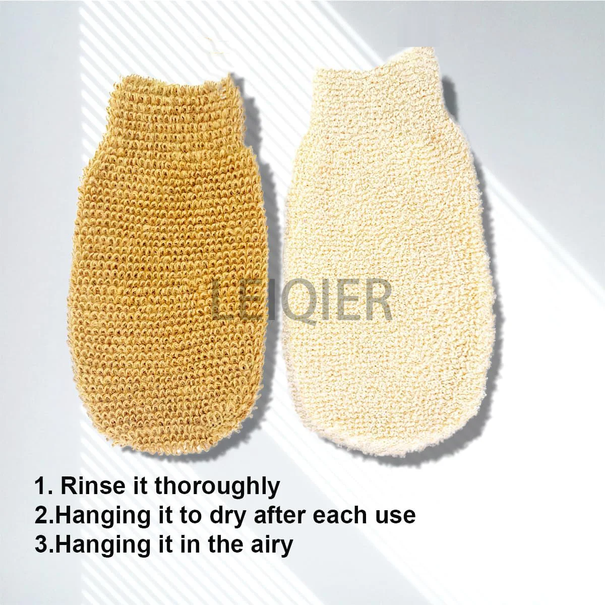 Перчатки для ванны из натурального джута с двусторонней отделкой бамбукового волокна