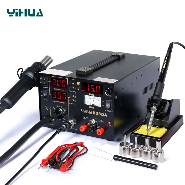 3 Function in 1 YIHUA 853DA SMD Hot air Soldering Rework Station RF Electronic Communication DC Power Supply