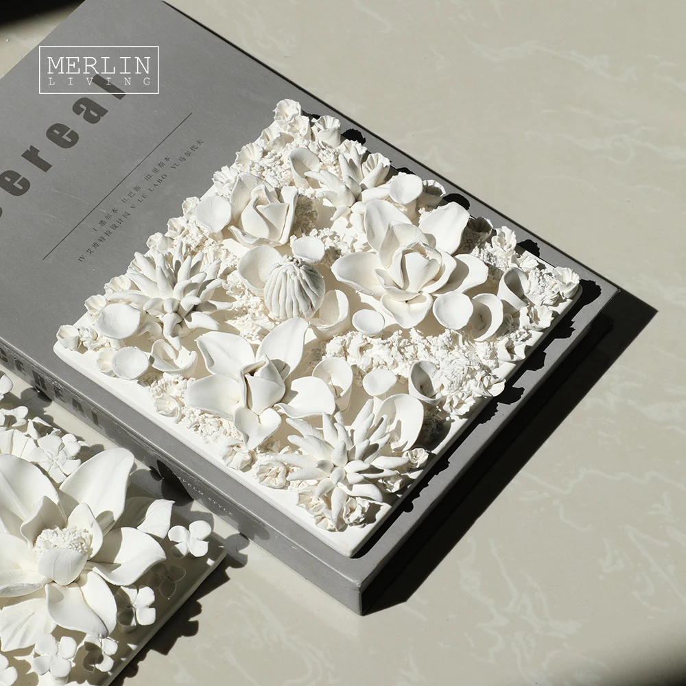 Merlin Living Handmade Ceramic Wall Art Flowers Abstract Wall Art Modern Other Home Decor Chaozhou Ceramic Factory