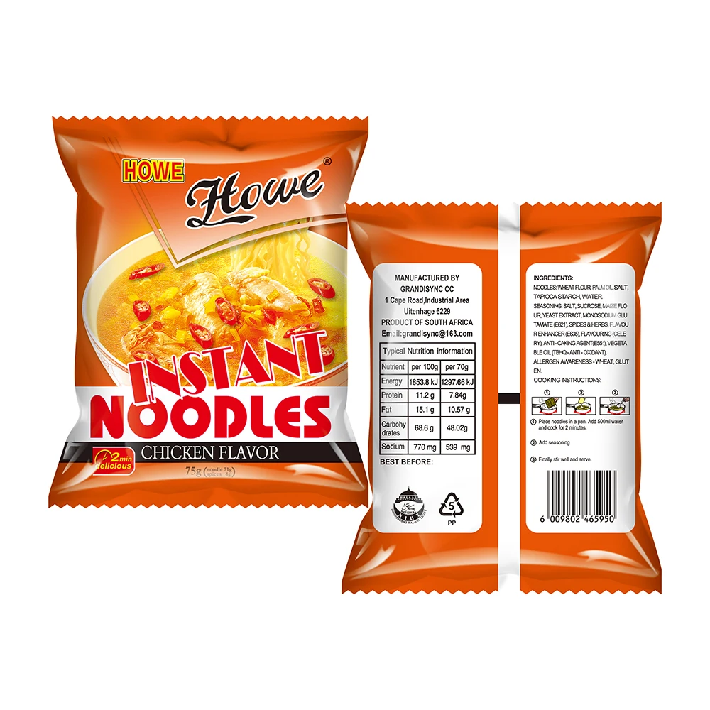 Customized Food Packaging Back Seal Bag Foil Laminated Plastic Pouch for Instant Noodles