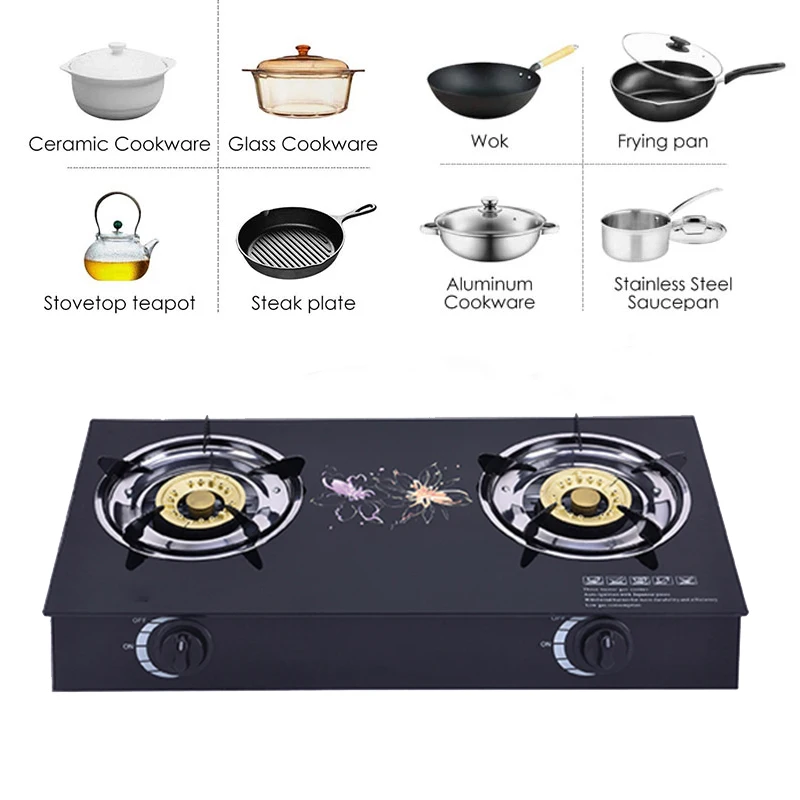 2022 home appliance Cooktops tempered glass cooking stoves burner built in induction hob gas stove price with 2 burner