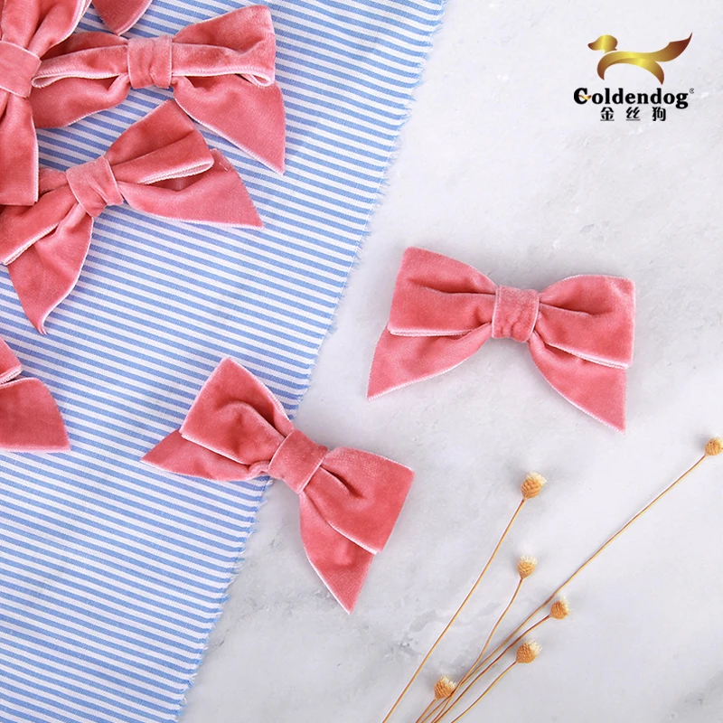 Mafolen factory wholesale professional custom-made pink pre tie gift ribbon bow velvet large bows for accessories