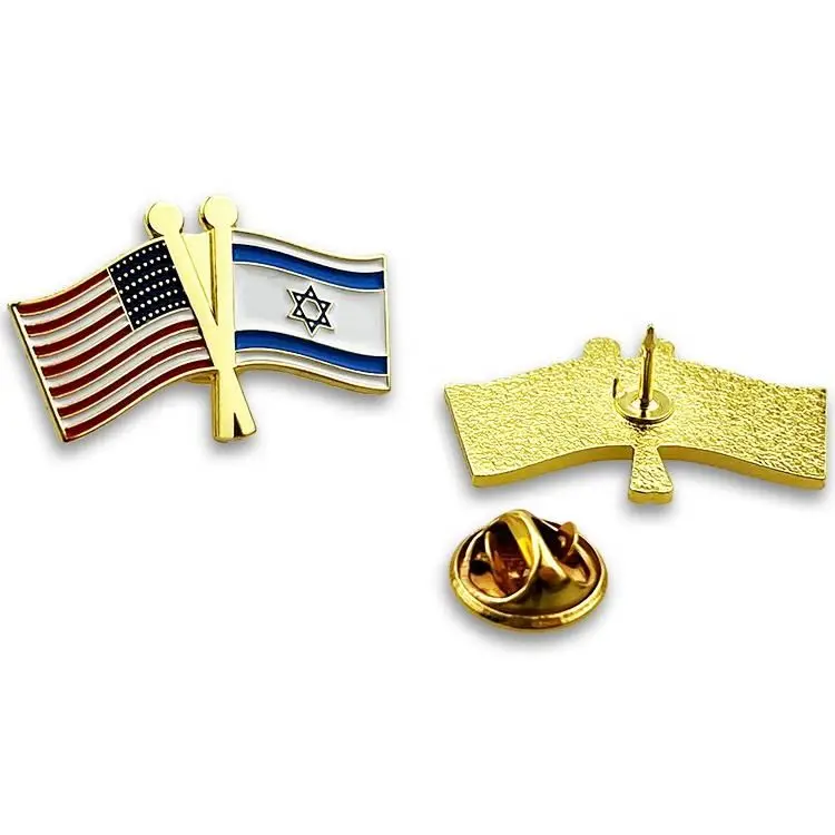 New Promotional Wholesale Custom Metal Crafts Souvenirs Soft Hard Enamel Pin Badge Magnet Israel Country Flag Lapel Pin