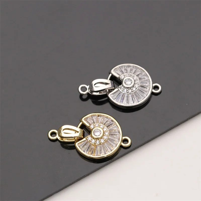 New Design Jewelry Accessories 18K Gold Silver Plated CZ Pave  Round Connectors Bracelet Clasps